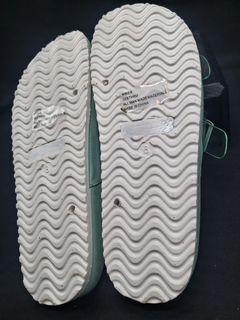 Dolce Vita Mint Green Clear Double Buckle Espadrille Slides